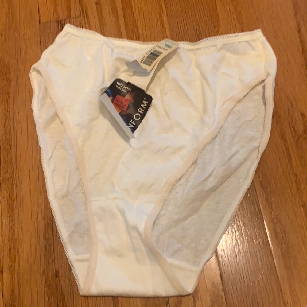 Maidenform panties white 5 vtg nice bikini hi cut cotton hi- leg brief 80s